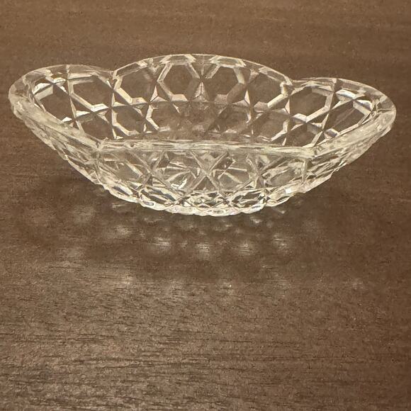 VTG Salt Cellar Oval Clear Glass Open Starburst Star Trinket Dish Candy Bowl - Picture 6 of 14